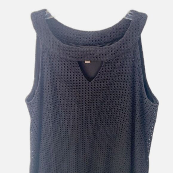 HOPE & HARLOW Mini Mod Swing Dress Sz 10 A-Line Black Knit Eyelet Retro Twee LBD - Picture 6 of 12